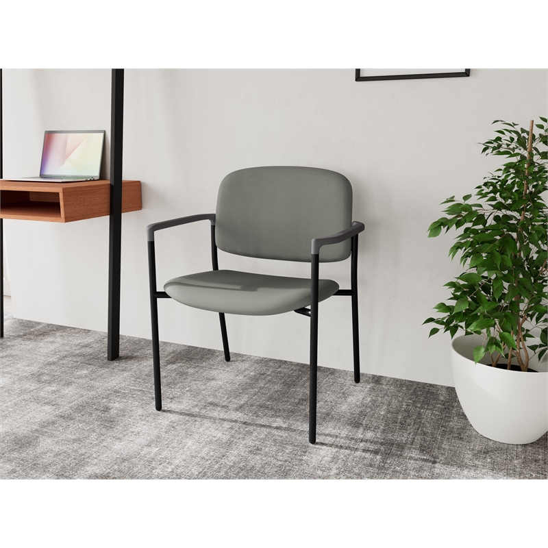 Lesro Vancouver Wide Upholstered Reception Guest Chair in Gray (Set of 2)