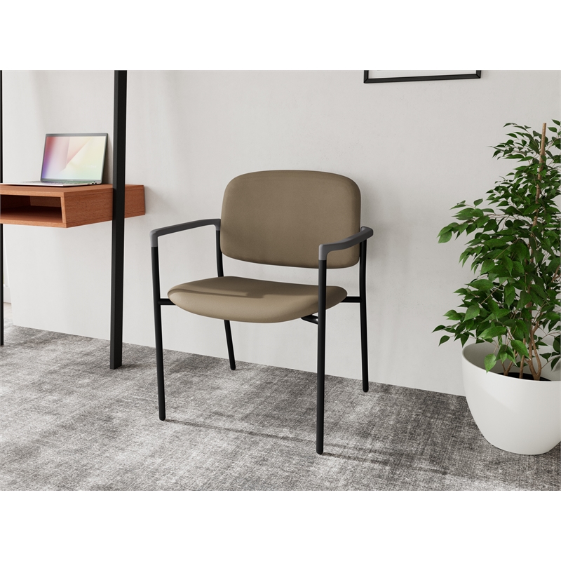 Lesro Vancouver Wide Upholstered Reception Guest Chair in Brown (Set of 2)