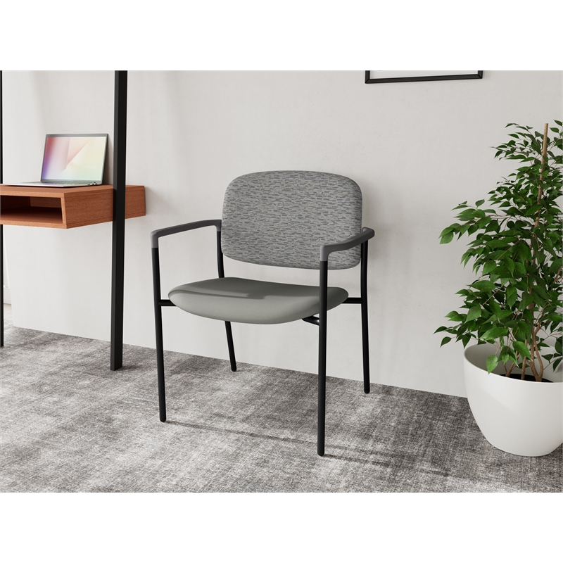 Lesro Vancouver Wide Upholstered Reception Guest Chair in Gray (Set of 2)