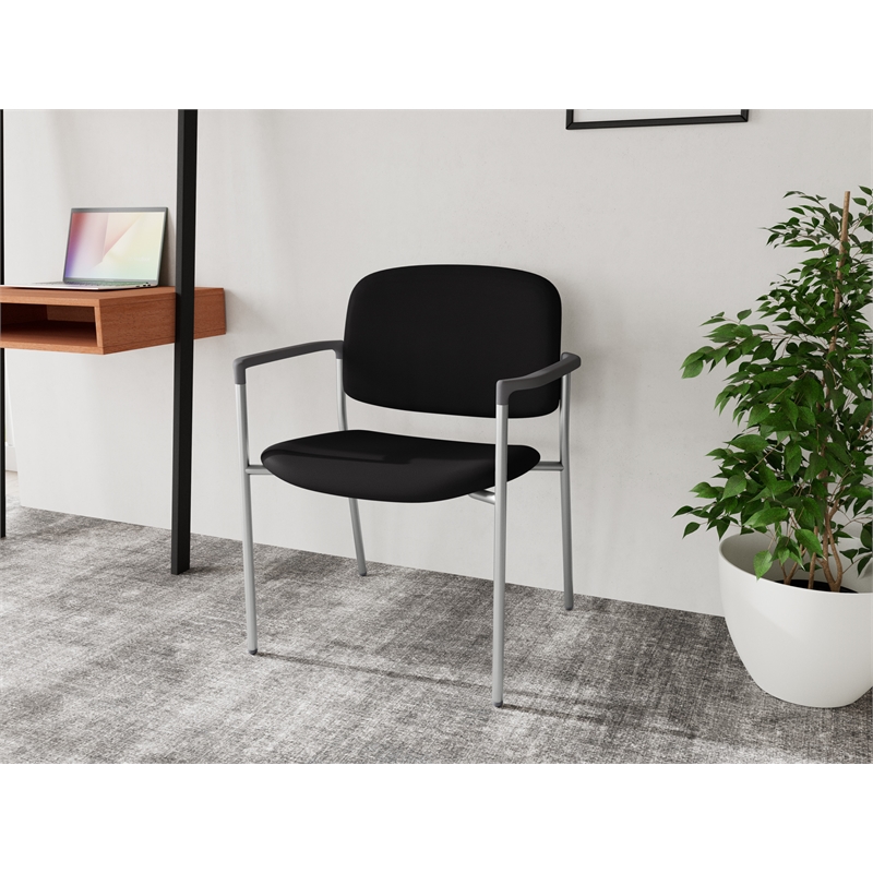 Lesro Vancouver Wide Upholstered Reception Guest Chair in Black (Set of 2)