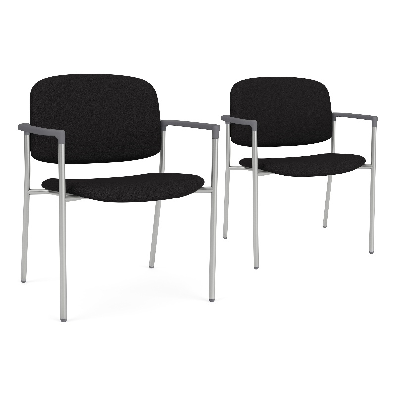 Lesro Vancouver Wide Upholstered Reception Guest Chair in Black (Set of 2)