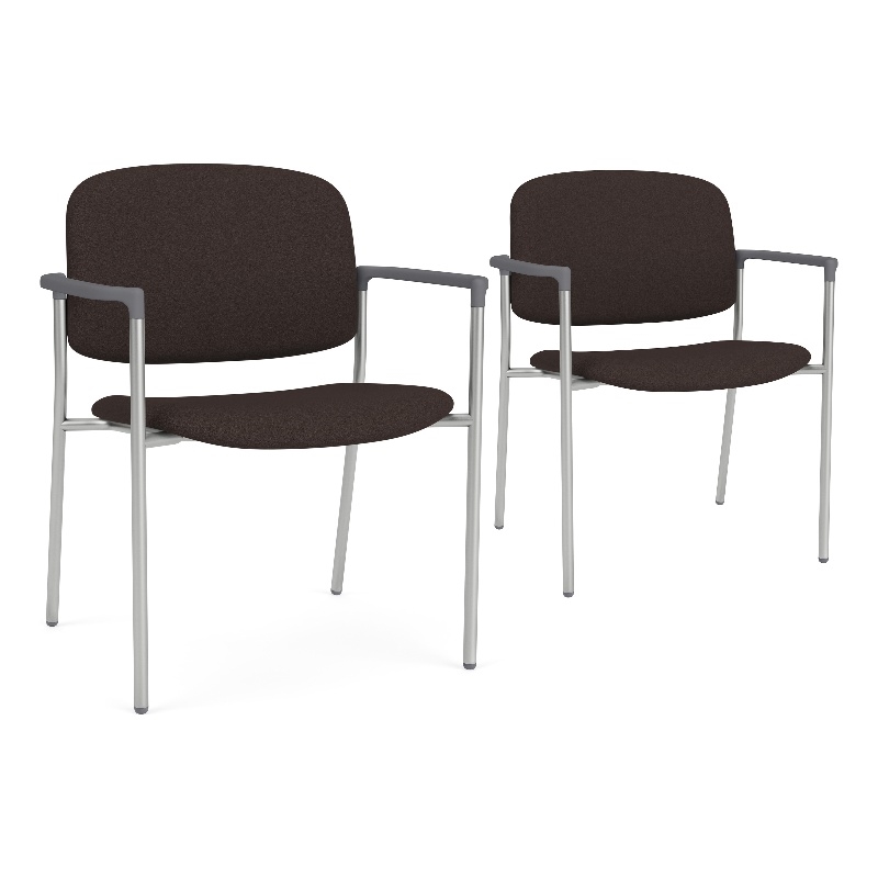Lesro Vancouver Wide Upholstered Reception Guest Chair in Brown (Set of 2)