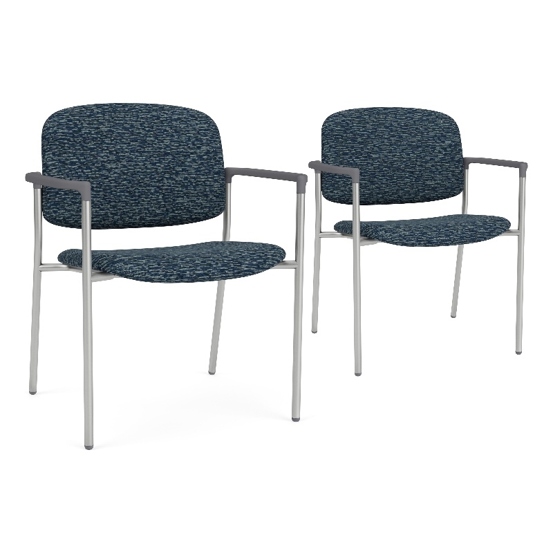 Lesro Vancouver Wide Upholstered Reception Guest Chair in Blue (Set of 2)