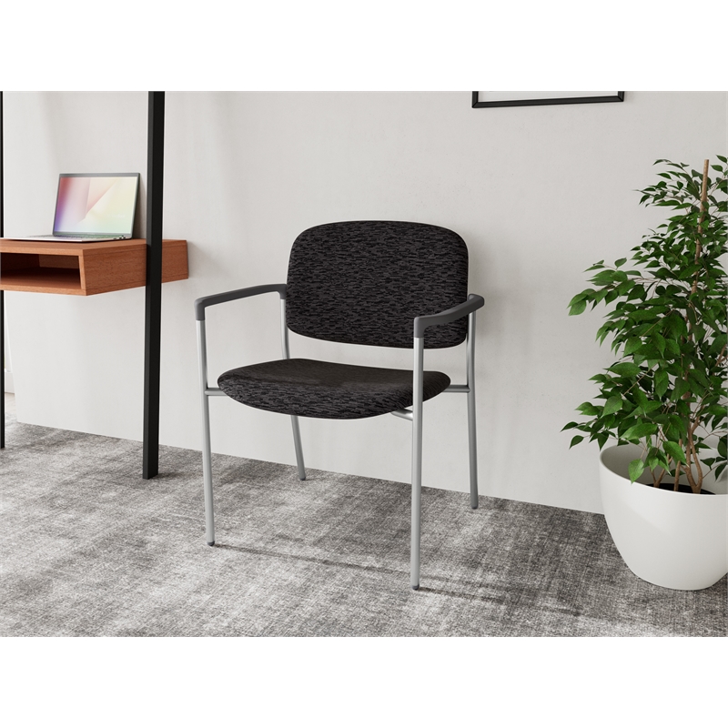 Lesro Vancouver Wide Upholstered Reception Guest Chair in Black (Set of 2)