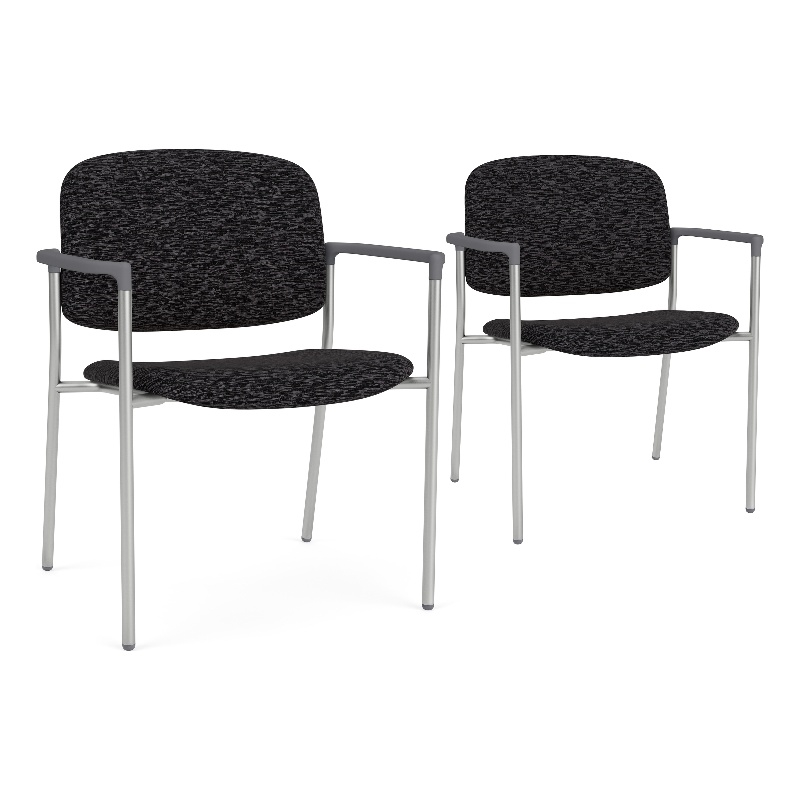Lesro Vancouver Wide Upholstered Reception Guest Chair in Black (Set of 2)