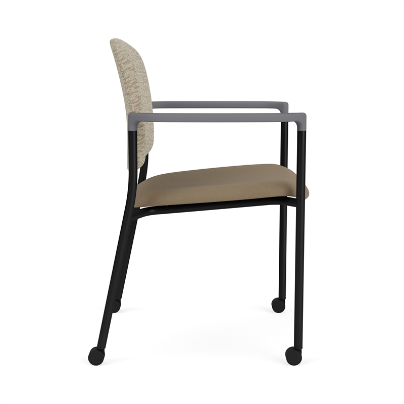 Lesro Vancouver Upholstered Reception Chair with Caster in Brown (Set of 2)