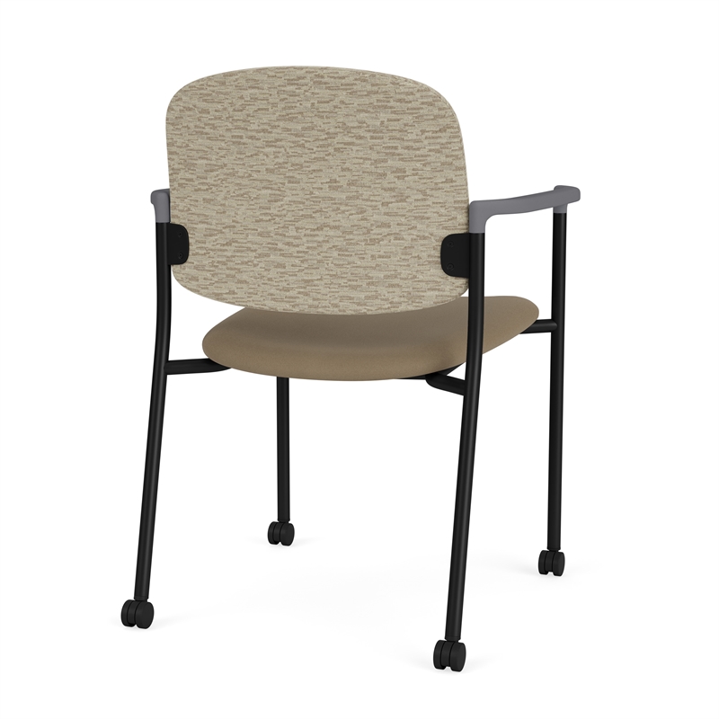 Lesro Vancouver Upholstered Reception Chair with Caster in Brown (Set of 2)