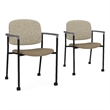 Lesro Vancouver Upholstered Reception Chair with Caster in Brown (Set of 2)