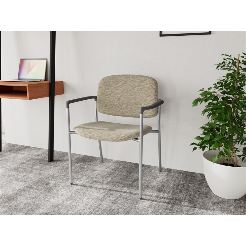 Lesro Vancouver Wide Upholstered Reception Guest Chair in Beige (Set of 2)