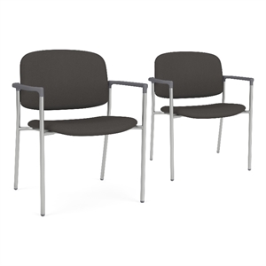 Lesro Vancouver Wide Upholstered Reception Guest Chair in Gray (Set of 2)