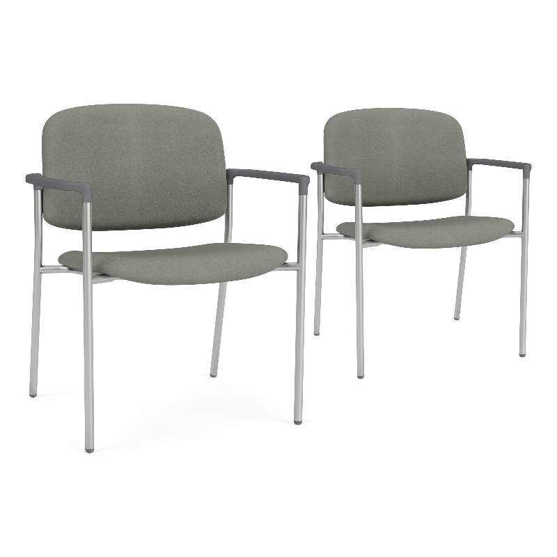 Lesro Vancouver Wide Upholstered Reception Guest Chair in Gray (Set of 2)