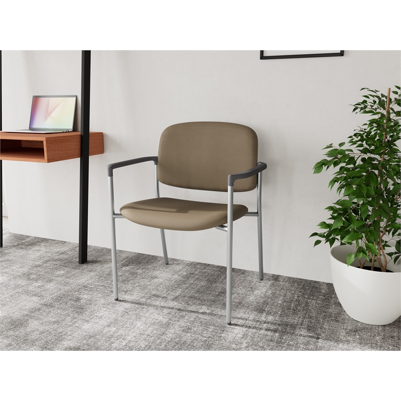 Lesro Vancouver Wide Upholstered Reception Guest Chair in Brown (Set of 2)