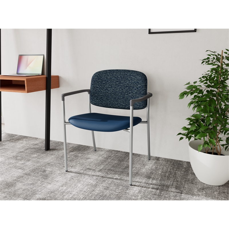 Lesro Vancouver Wide Upholstered Reception Guest Chair in Blue (Set of 2)