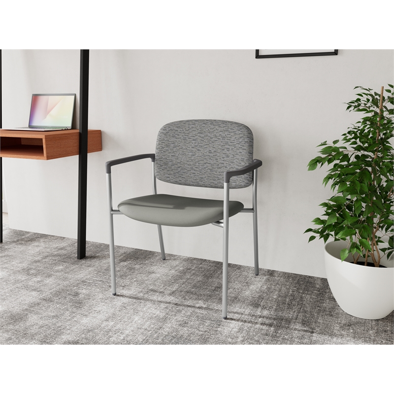 Lesro Vancouver Wide Upholstered Reception Guest Chair in Gray (Set of 2)