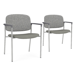 Lesro Vancouver Wide Upholstered Reception Guest Chair in Gray (Set of 2)