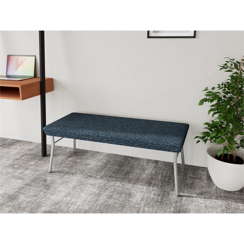 Lesro Vancouver Upholstered Reception 2 Seat Bench in Blue