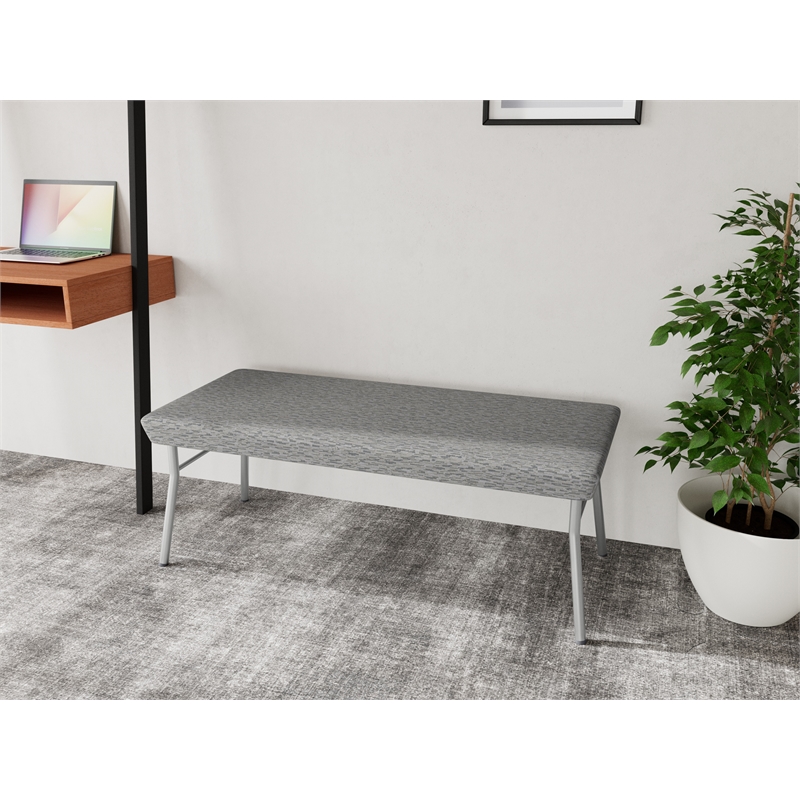 Lesro Vancouver Upholstered Reception 2 Seat Bench in Gray