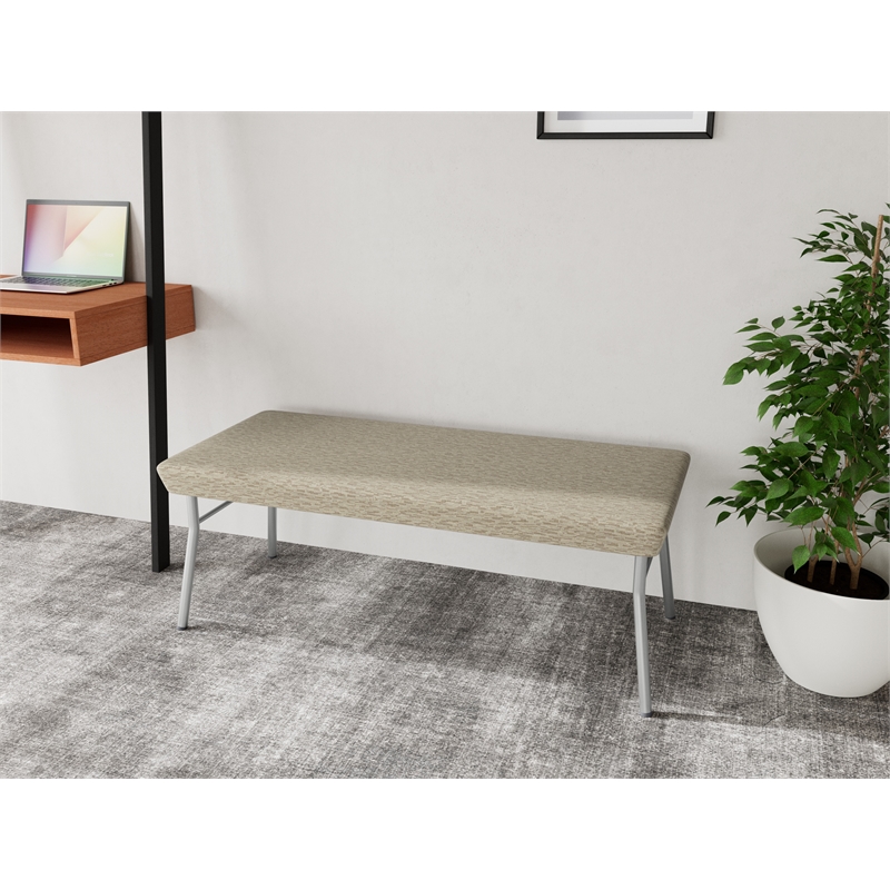 Lesro Vancouver Upholstered Reception 2 Seat Bench in Beige