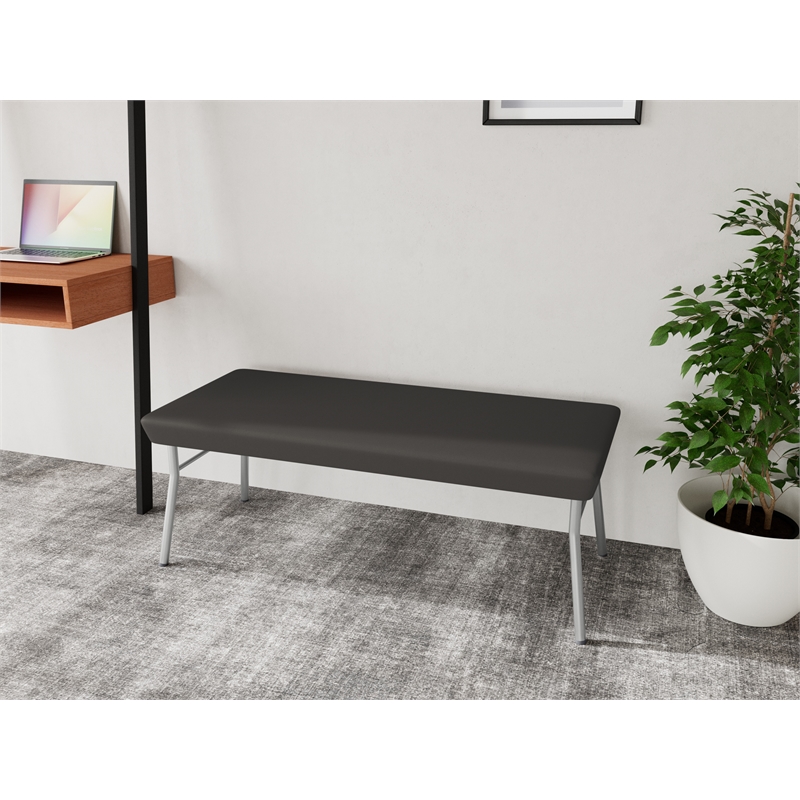 Lesro Vancouver Upholstered Reception 2 Seat Bench in Dark Gray