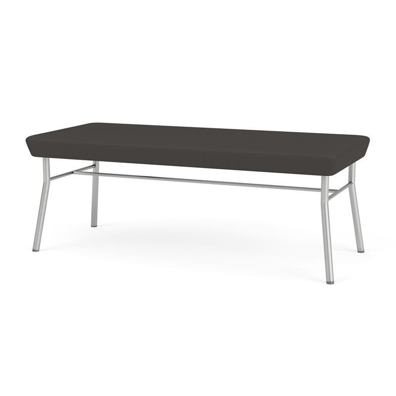 Lesro Vancouver Upholstered Reception 2 Seat Bench in Dark Gray