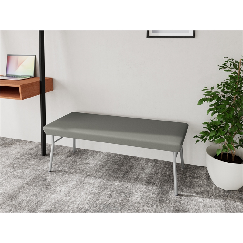 Lesro Vancouver Upholstered Reception 2 Seat Bench in Gray
