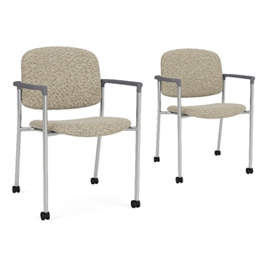 Lesro Vancouver Upholstered Reception Chair with Caster in Beige (Set of 2)