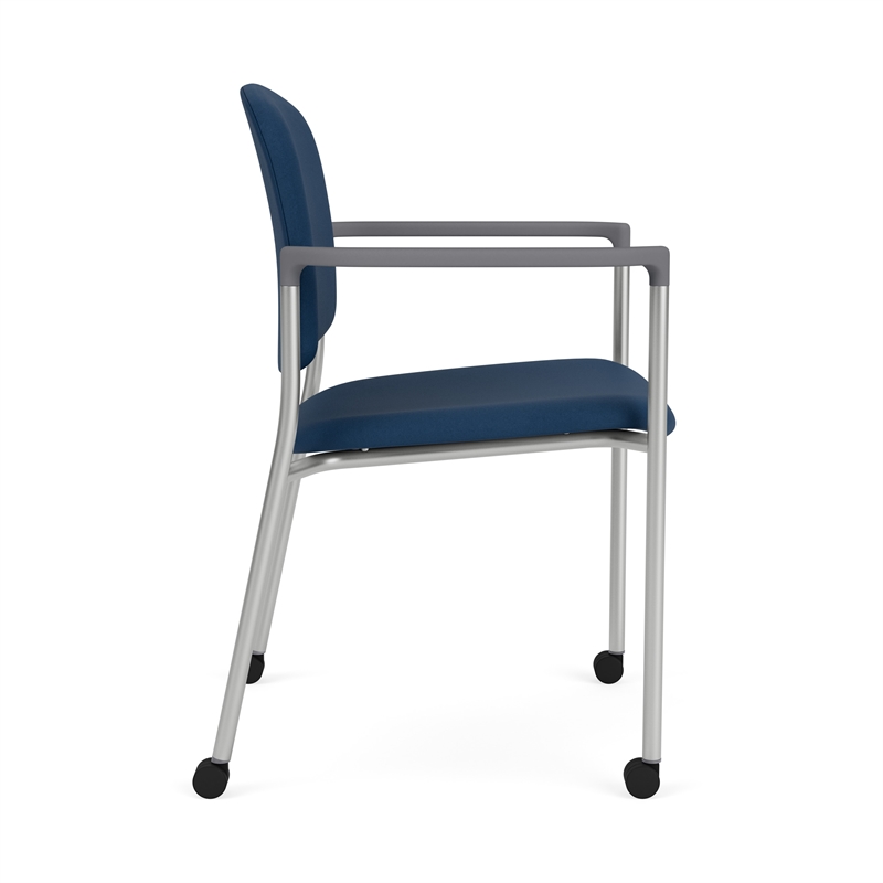 Lesro Vancouver Upholstered Reception Chair with Casters in Blue (Set of 2)