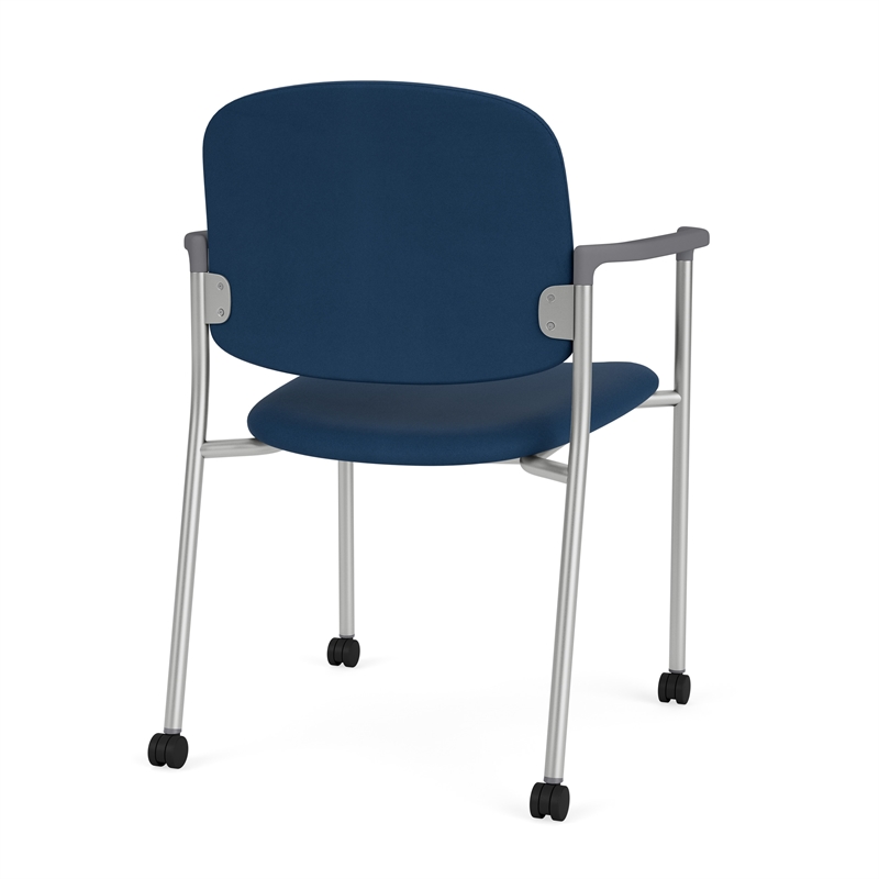 Lesro Vancouver Upholstered Reception Chair with Casters in Blue (Set of 2)