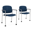 Lesro Vancouver Upholstered Reception Chair with Casters in Blue (Set of 2)