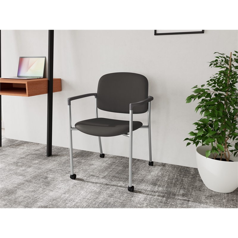 Lesro Vancouver Upholstered Reception Chair with Caster in Gray (Set of 2)