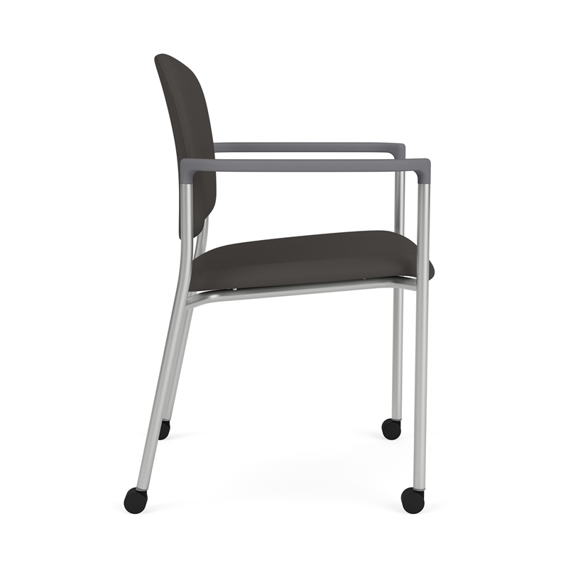 Lesro Vancouver Upholstered Reception Chair with Caster in Gray (Set of 2)