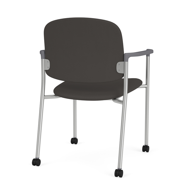 Lesro Vancouver Upholstered Reception Chair with Caster in Gray (Set of 2)