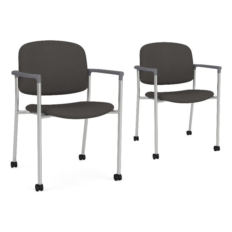 Lesro Vancouver Upholstered Reception Chair with Caster in Gray (Set of 2)