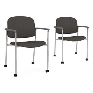 Lesro Vancouver Upholstered Reception Chair with Caster in Gray (Set of 2)