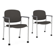 Lesro Vancouver Upholstered Reception Chair with Caster in Gray (Set of 2)