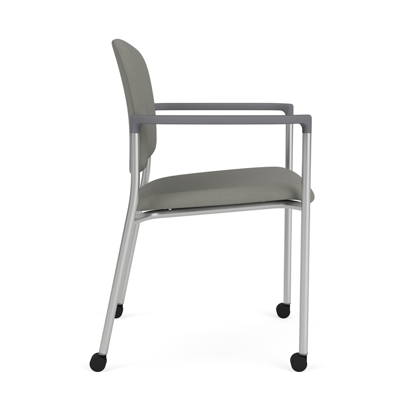 Lesro Vancouver Upholstered Reception Chair with Casters in Gray (Set of 2)