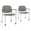 Lesro Vancouver Upholstered Reception Chair with Casters in Gray (Set of 2)