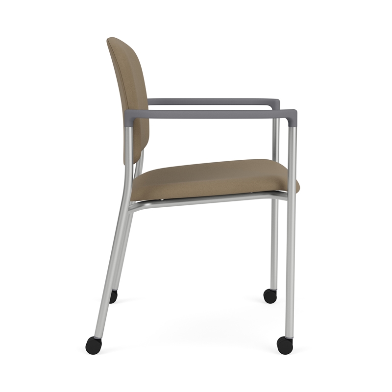 Lesro Vancouver Upholstered Reception Chair with Caster in Brown (Set of 2)