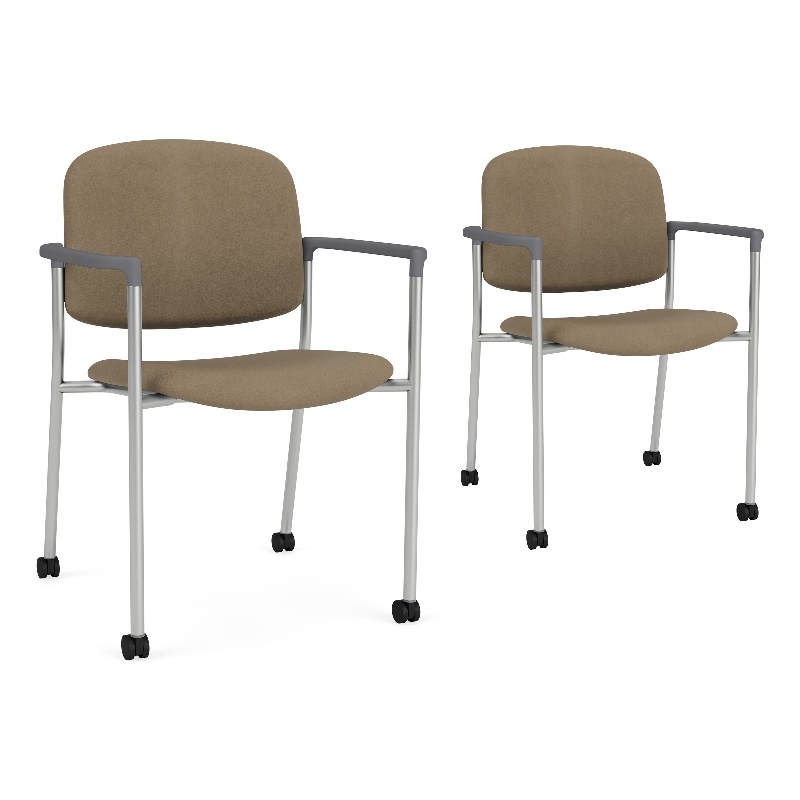Lesro Vancouver Upholstered Reception Chair with Caster in Brown (Set of 2)