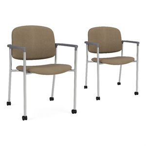 Lesro Vancouver Upholstered Reception Chair with Caster in Brown (Set of 2)