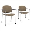 Lesro Vancouver Upholstered Reception Chair with Caster in Brown (Set of 2)