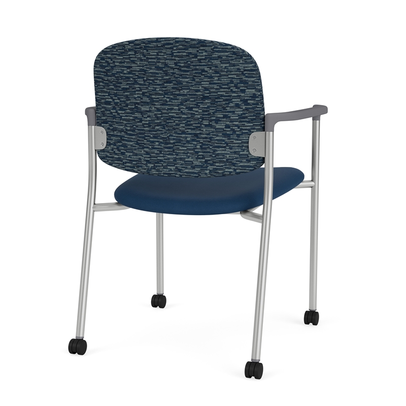 Lesro Vancouver Upholstered Reception Chair with Casters in Blue (Set of 2)