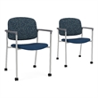 Lesro Vancouver Upholstered Reception Chair with Casters in Blue (Set of 2)