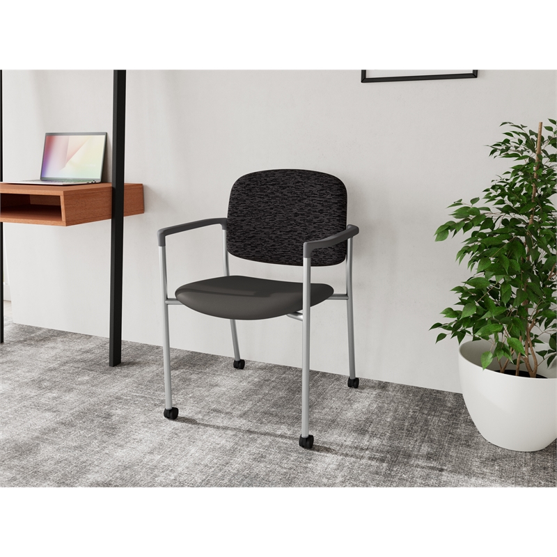 Lesro Vancouver Upholstered Reception Chair with Caster in Gray (Set of 2)