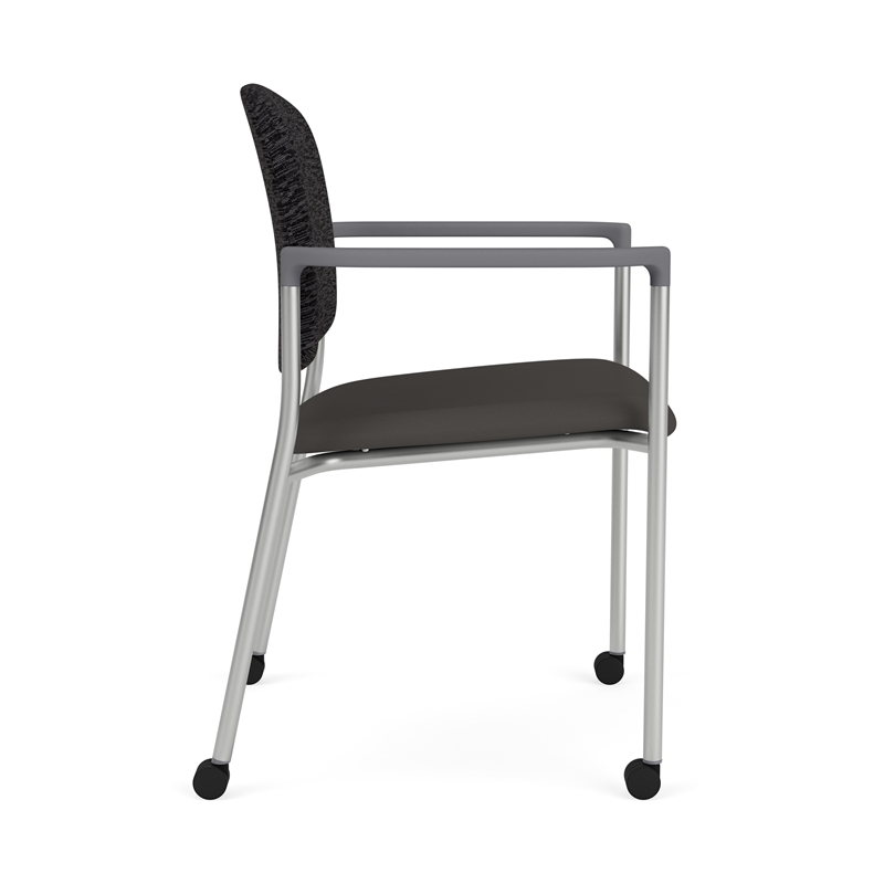 Lesro Vancouver Upholstered Reception Chair with Caster in Gray (Set of 2)