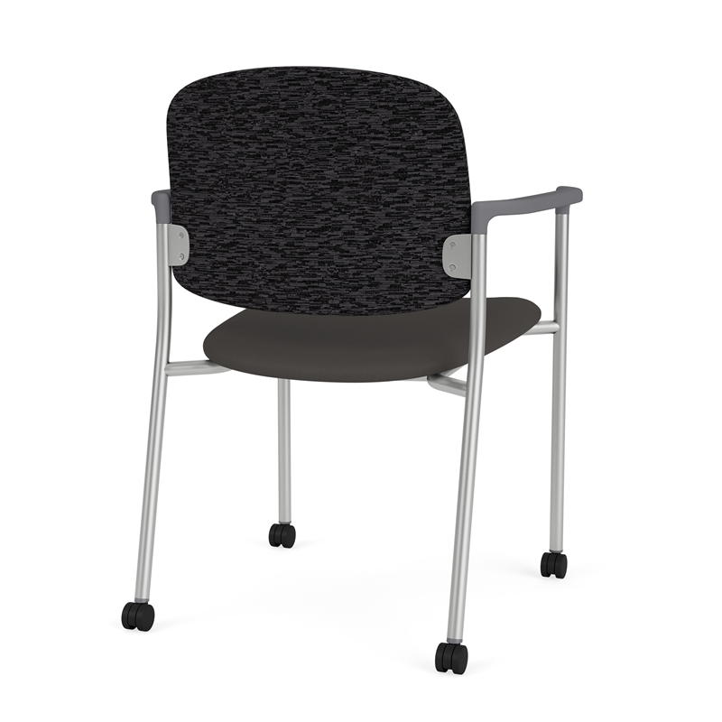 Lesro Vancouver Upholstered Reception Chair with Caster in Gray (Set of 2)