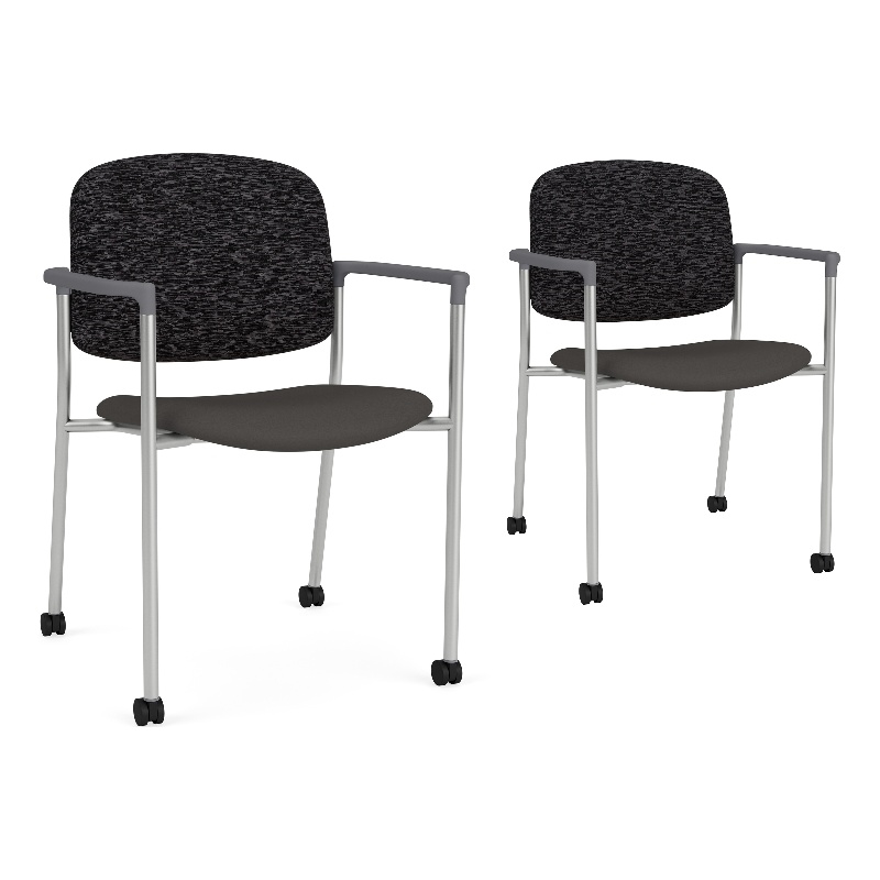 Lesro Vancouver Upholstered Reception Chair with Caster in Gray (Set of 2)