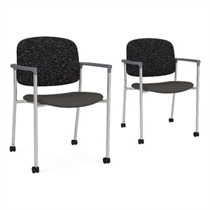 Lesro Vancouver Upholstered Reception Chair with Caster in Gray (Set of 2)