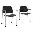 Lesro Vancouver Upholstered Reception Chair with Caster in Gray (Set of 2)