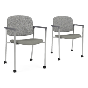 Lesro Vancouver Upholstered Reception Chair with Casters in Gray (Set of 2)